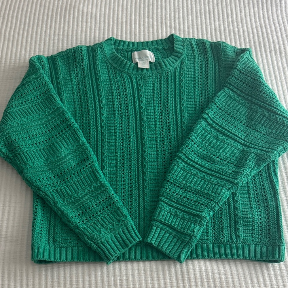 Green Cable Knit Women's Sweater, Size Medium 💚